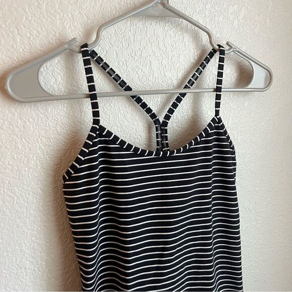 Lululemon Power Y Tank Parallel Stripe Black White Luon - Picture 4 of 7